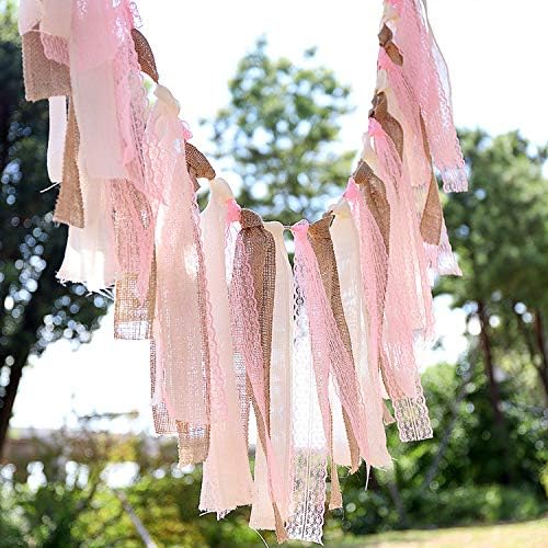 Laribbons tkanina Burlap Lace Bunner - rustikalni baner za ukrašavanje doma, vjenčani događaj, tuš za