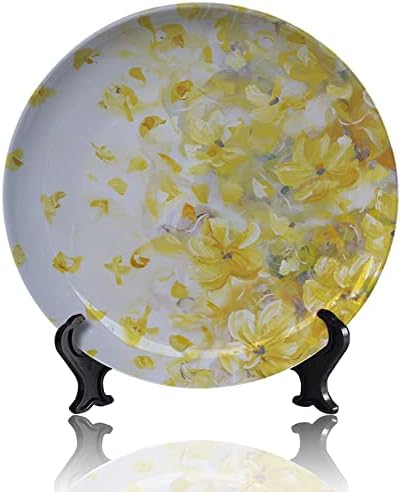 Kasen žuto sivo cvijeće ukrasna ploča keramička ploča bešavna dizajna vintage slikanje za kućni
