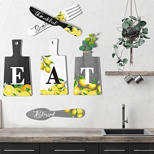 6 komada ljetna ploča za sečenje set za jelo viseća umjetnička kuhinja znak za jelo limunski nož viljuška i