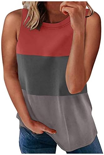 Nyybw spajanje Boja ženske vrhove Slim Casual tenk okrugli pulover bez rukava bez rukava, ženska bluza