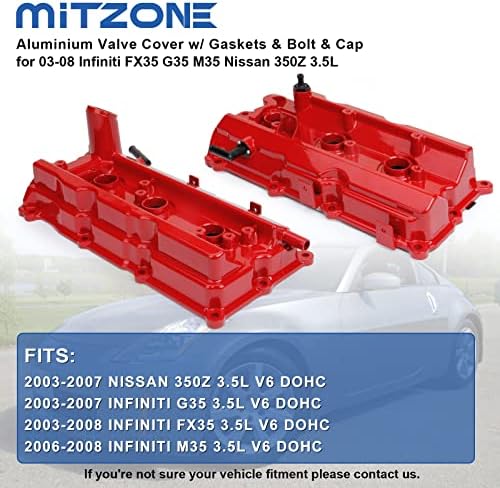 Mitzone Nadogradite aluminijski ventil pokriva lijevo i desno kompatibilno sa 2003-2008 Nissan 350z Infiniti FX35 G35 M35 VQ35DE 3.5L Dio # 13264400 132644410