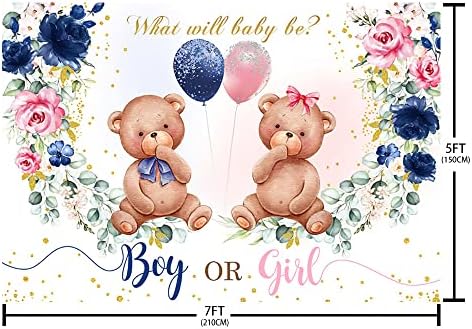 Aibiin 7x5ft medvjed rod otkrivaju povratnu dječak ili djevojku mornaricu i rumenilu ružičastu cvjetnu rodu otkrivaju