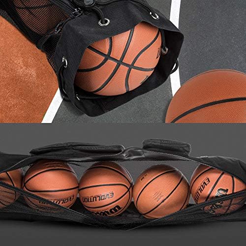 Fitdom Heavy Duty XL košarkaška mreža za košarku Ball Bag W / Dizajn remena za trener sa 2 prednju džepove