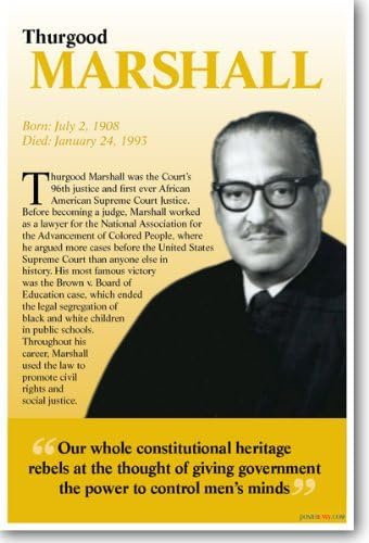 Thurgood Marshall - afroamerički sudija Vrhovnog suda - Novi Poster u učionici
