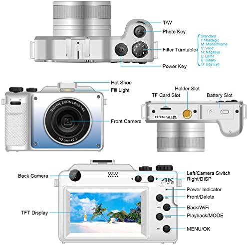 Digitalna kamera Dual kamere sa WiFi autofokusom funkcija digitalne kamere za fotografiju YouTube