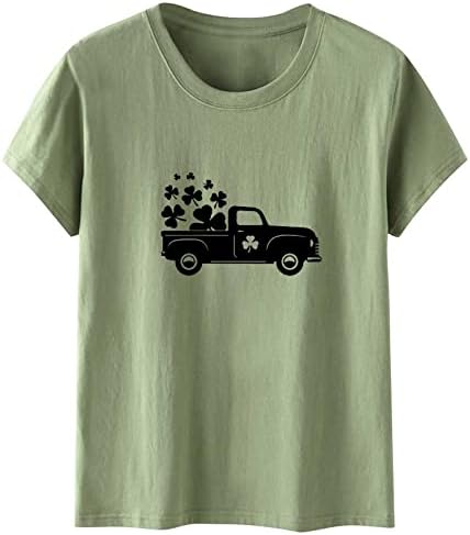 Ženska St Patrick Dan Shamrock T-Shirt kratki rukav posada vrat kamion Print Shirt Tops Casual labave udoban Tee