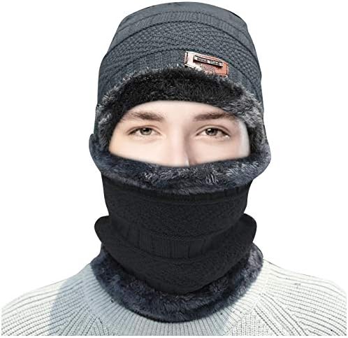 2 komada zimska slab šal set topli šešir debela pletena lobanja za muškarce za muškarce Žene termalno plišano