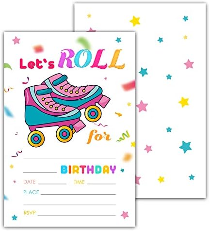 Pozivi za rođendan valjka - Roller Skate Party Poziv - Bday Pozovite ideje za mlade djevojke dječake