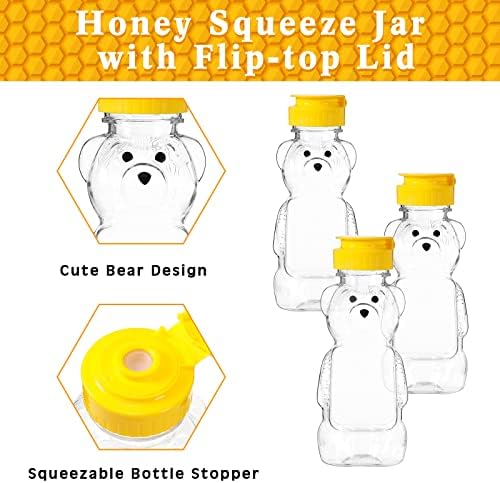 36 komada Plastična prazna bočica meda meda čaša meda medonosnog medvjeda sa žutim preklopnim poklopcem