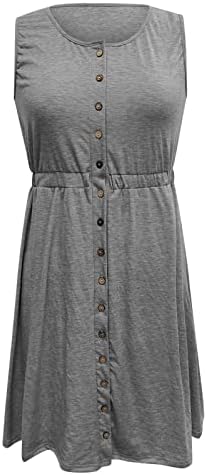 Iqka ženska ljetna Ležerna haljina s V izrezom bez rukava elastični struk a-Line haljine za smjenu kratke