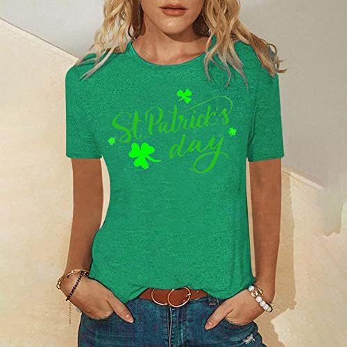 Sretan Dan svetog Patrika smiješan Saint Patrick Irska ženska majica kratkih rukava Lucky Shamrock vrhovi zeleni