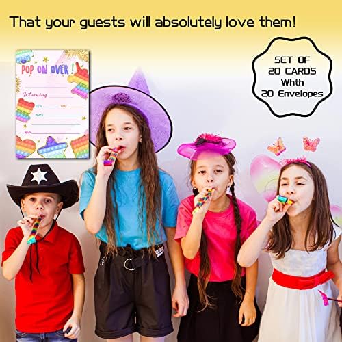 Rainbow Pop na preko rođendanskih pozivnica - Rainbow Pop IT party poziva - Bday Pozovite ideje za mlade djevojke