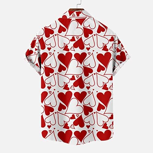 Valentines Dan Muške havajske majice kratki rukav džepni gumb dolje Aloha Majica na plaži Ispis gumb za kuglanje