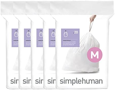 SimpleHuman kôd m Custom Fit Torbe za smeće, 45 litara / 11.9 galona, ​​bijela 20 brojeva 100 obloga i