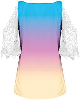 Žene Ljetne top žene čipke kratkih rukava bluza V izrez T majica Dressy casual vrhovi bluza s dugim