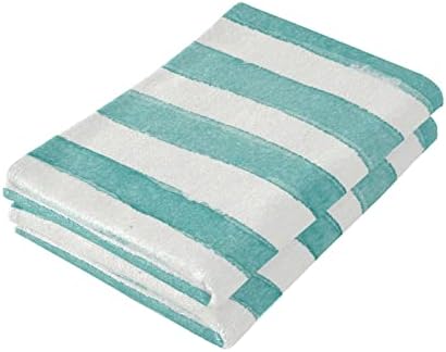Shustary 2 Pakovanje ručnika za ručnike za kupatilo, mekani upijajući brzi akva plavi prugasti kuhinjski ručnik