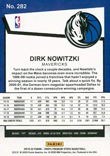 2019-20 Panini Hoops Premium Stock Maloprodaja 282 Dirk Nowitzki Dallas Mavericks NBA košarkaška trgovačka