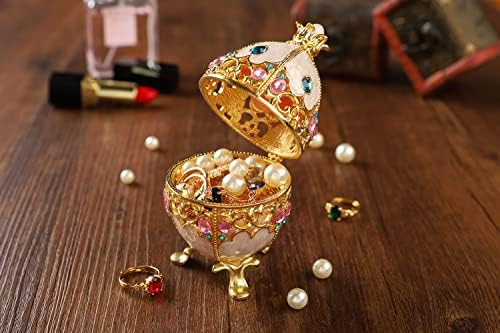 Furuida sirna kutija sa šarkama bijelim šupljim otvorom Faberge Egg Emamel nakit Klasični ukrasi
