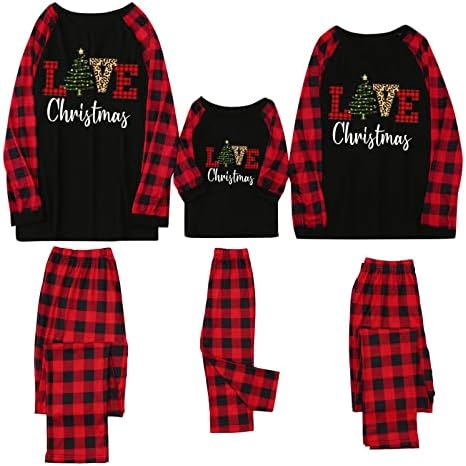 Odgovarajuće pidžame za obiteljski božićni grafički PJ-a sa slovom i plaćenim ispisanim modnom tee