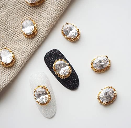 10kom / lot Luksuzni Zlatni crveni Ovalni Cirkon Nail Art kristali nakit za nokte Rhinestone nokti Pribor potrepštine