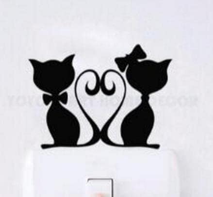 2kom naljepnice za prekidače svjetla Crtić mali crni mačji par s leptir mašnom zidna naljepnica sa životinjskim