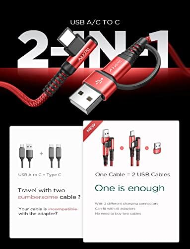 Ainope USB C do USB C kabela 60W 2-pakovanje 6,6ft tip C u tipa C kabl Brzi punjač kabel za punjač