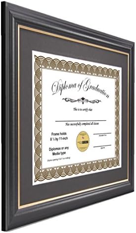 CREATIVEPF [11x14bk.gd] Crni okvir sa zlatnim obručem, crni matiranje drži 8,5 po 11-inčnim diplomom