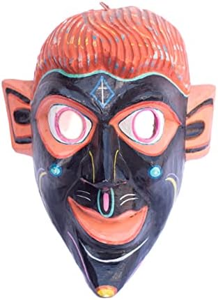 Ručna meksička narodna umjetnost, Juan Orta Narandžana maska, Tucuaro Michoacan 11 x 8 x 13 inča