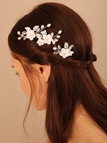 KercisbeAuty 3pcs White Rose Cvjetni češa za kosu za vjenčane mladenke djeveruše žene i djevojke