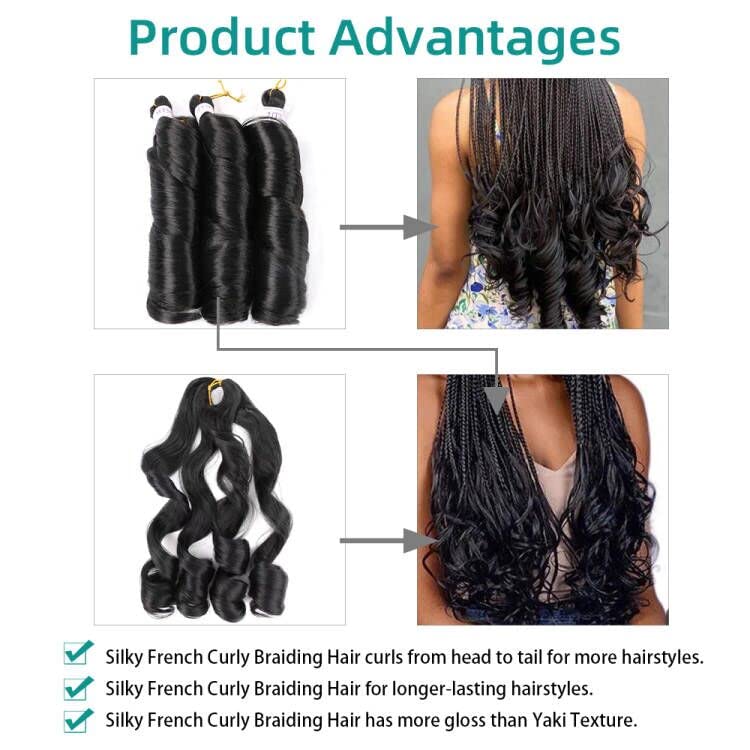 Mtmei kosa Francuska kovrčava pletenica kosa za Box pletenice 8 pakovanja 18 inča 100G / pakovanje