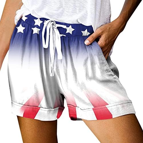 Kratke hlače za žene Ljeto Ležerne prilike, američka zastava biciklističke kratke hlače labavi montirani salon