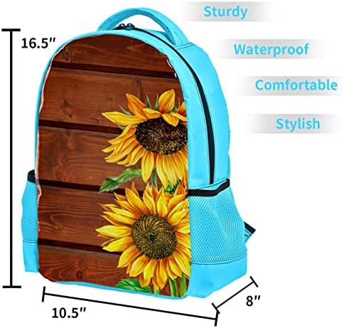 VBFOFBV Lagani casual backpack za laptop za muškarce i žene, suncokret drvena ploča Retro
