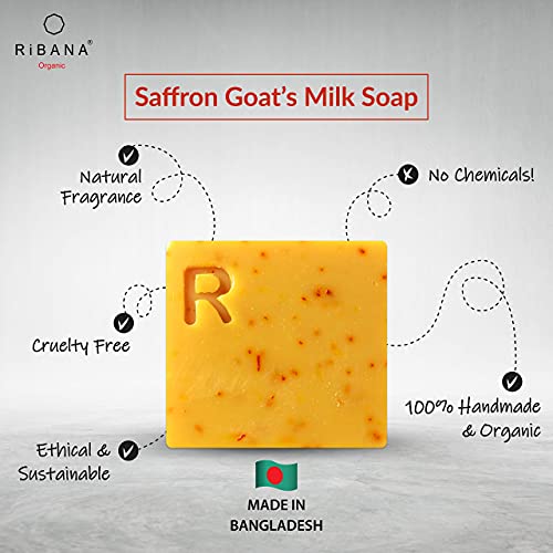 RiBANA Saffron sapun od kozjeg mlijeka za dubinsko vlaženje, hidrataciju, meku, glatku kožu - 4.5 Oz Handmade