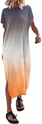 Miashui haljina sa volanima ženska ljetna majica Maxi haljina Batwing rukav Crewneck Casual labavi prorez