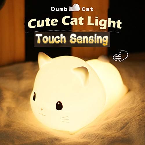 LED dječije noćno svjetlo, slatka mačka meka silikonska lampa za dječje dječje sobe-USB punjiva, Temperatura