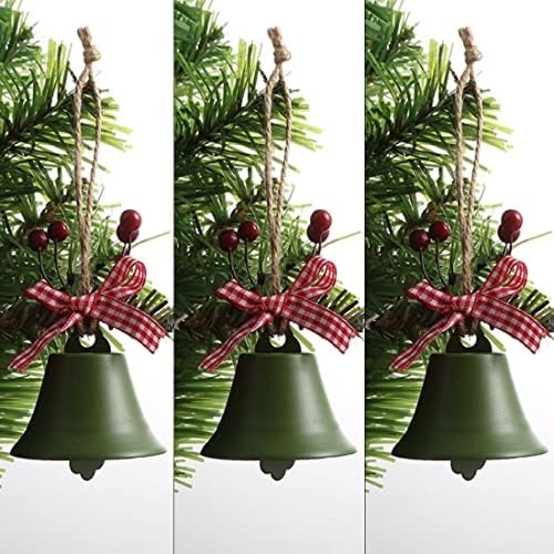 DaZhan 3kom / Set Božić Jingle Bells Ornamenti - Božić Tree Hanging Bell dekoracije sa karirani luk za Home