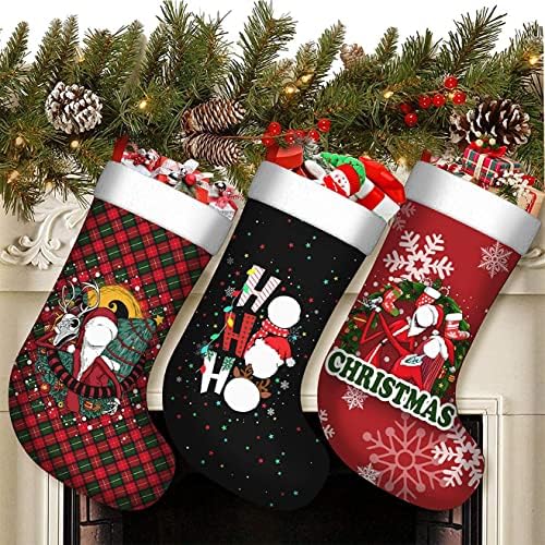 3pcs Božićne čarape 18 inča Velike veličine Čarape za poklon vrećice Kamin Viseći čarape ukras ukras