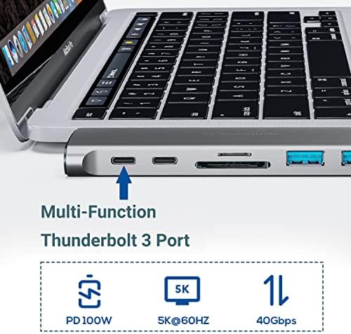 WAVLINK 7-u-2 USB C čvorište za MacBook, Mini priključna stanica sa Thunderbolt 3 portom, 100w napajanjem,