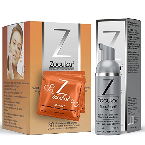 Zokular Zocuzap Maramice Za Lice, 30 Count + Zokular ZocuFoam Paket Za Čišćenje Kapaka