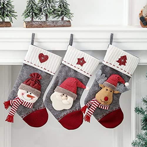 Abaodam 3pcs Tretirajte čarape Sweets Santa Privjesak za držač za držač za držač viseći poklon zidni