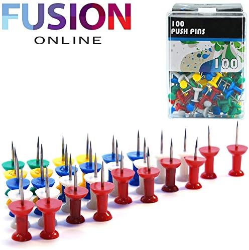 Fusion 100 x Push Pin Asortied Pack Multicolorirani push crtanje privjesci Obavijest pluta