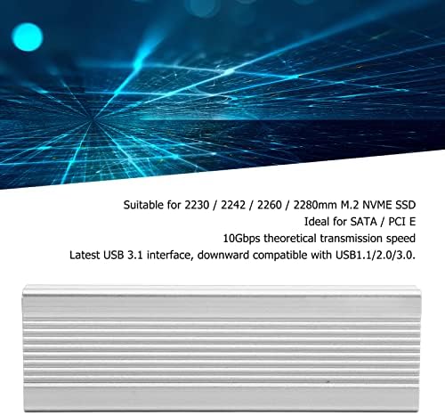 M.2 kućište, USB3.1 Tip C 10Gbps Ultra tankin NVME SSD za laptop, za M tipku B tipku NVME 2230 2242 2260 2280mm