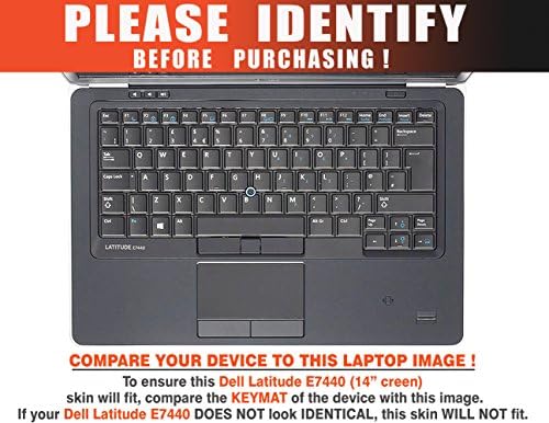 Decalrus - Zaštitna naljepnica za Dell Latitude E7440 laptop crni karbonski vlakno kože kože za kože naljepnica